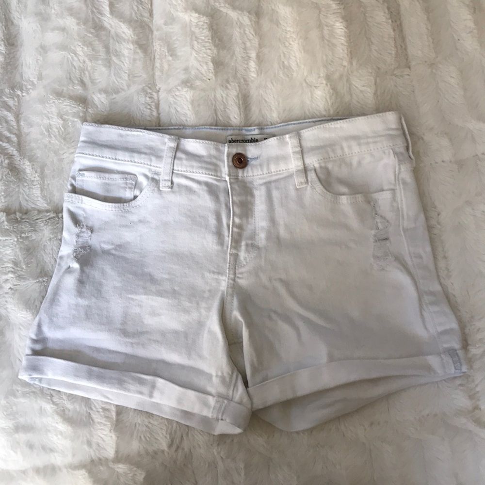 Abercrombie white jean shorts